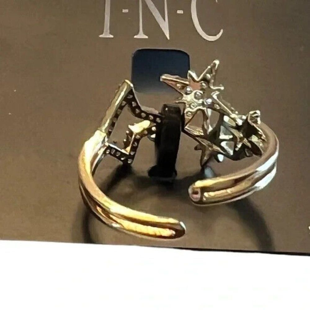INC International Concepts Gold-Tone Crystal Pave Star Open Ring Size 8 New - Picture 4 of 5